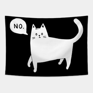 Black Cat Says No - White Tapestry