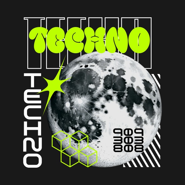 TECHNO - Y2K planet (lime) by DISCOTHREADZ 