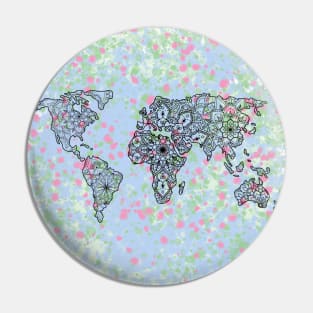 Colourful World Map Mandala Design Pin