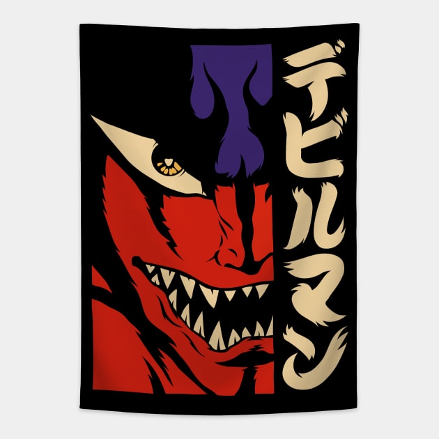 386 Angry Devilman Tapestry by Yexart