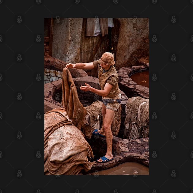 Morocco. Fes. Fes el Bali. Tanneries. Workman. by vadim19