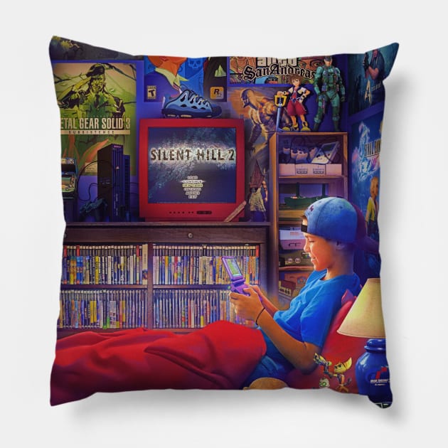 Playstation 2 - Silent Hill 2 Pillow by Rachid Lotf