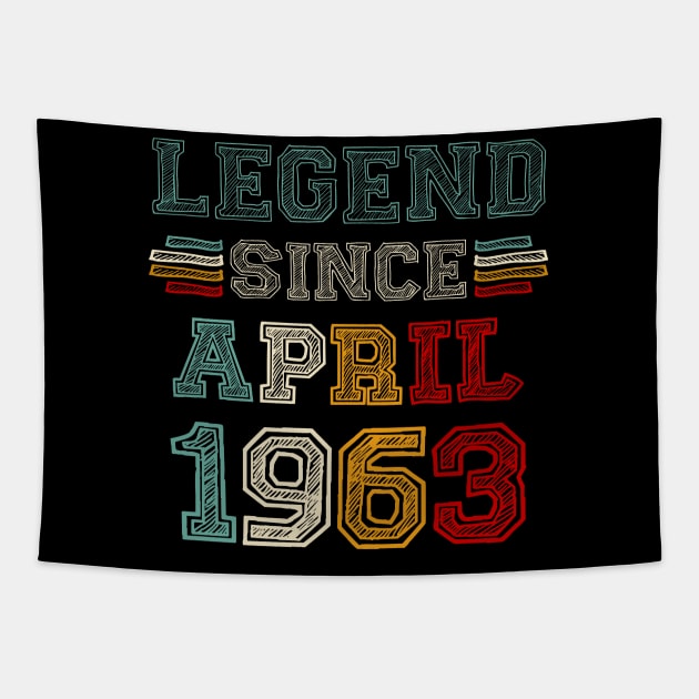 60 Years Old Legend Since April 1963 60th Birthday Tapestry by SuperMama1650