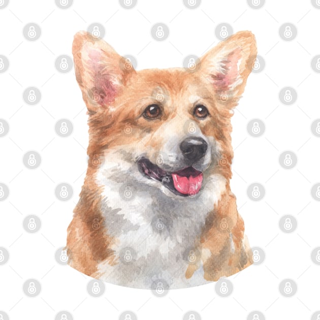 Happy Pembroke Welsh Corgi Watercolor Art by doglovershirts