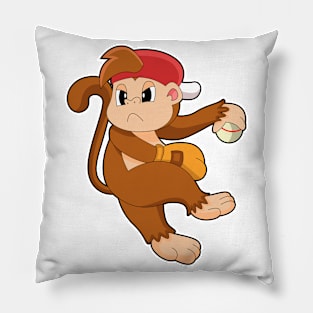 Monkey at Baseball with Baseball glove Pillow