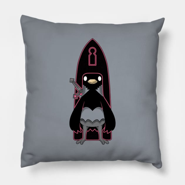 The Crow at the Door Pillow by Alundrart