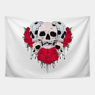 Dripping skulls and roses Tapestry