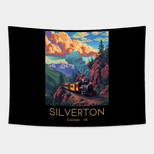 A Vintage Travel Illustration of the Durango and Silverton Narrow Gauge Railroad - Colorado - US Tapestry