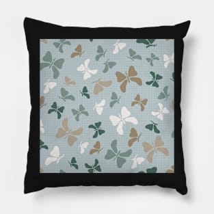 Cool Blue, Teal and Taupe Butterflies Pillow