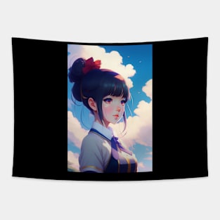 Cute Japanese girl anime,Vintage 90's anime style Tapestry