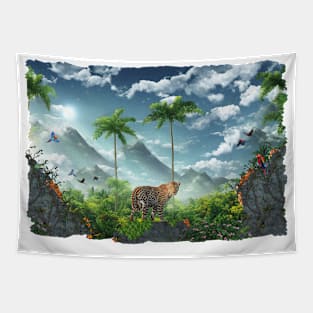 Leopard With A Jungle View Tapestry