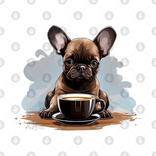 French Bulldog Drinking Coffee by Graceful Designs