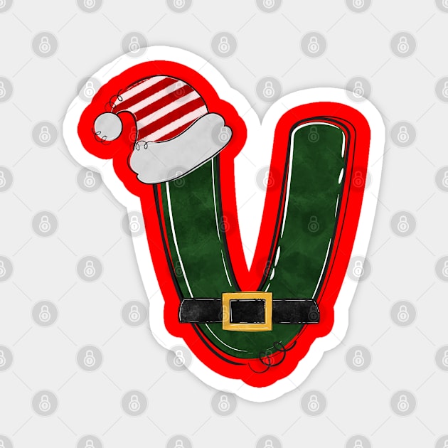 Letter V - Christmas Letter Magnet by Pop Cult Store