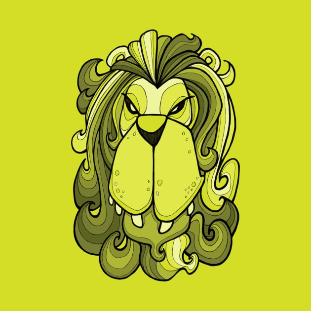 Lion - Lime Punch Green by BigNoseArt