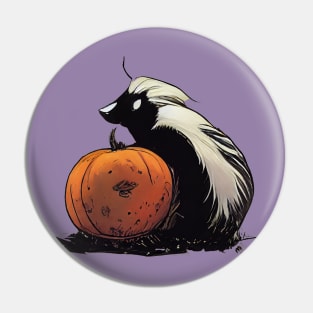 A skunk on a pumpkin Pin