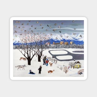 Winter Day at Westchester Lagoon, by Alaskan Artist Scott Clendaniel Magnet