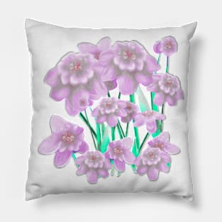 Soft Lilac Flowers and Dew Drops Pillow