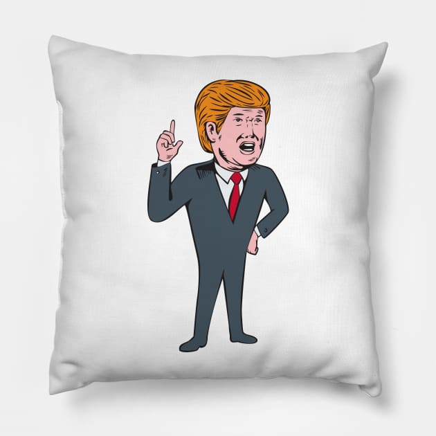 Donald Trump Republican Candidate Cartoon Pillow by retrovectors
