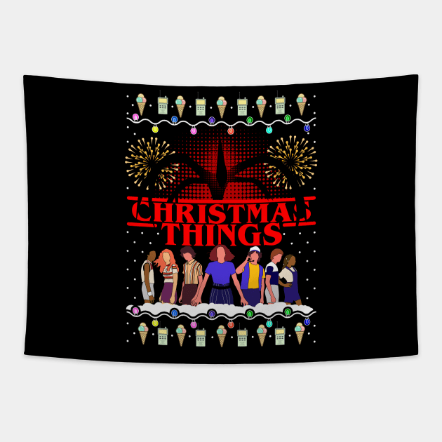 Stranger Things. Ugly Christmas Sweatshirt Tapestry by KsuAnn