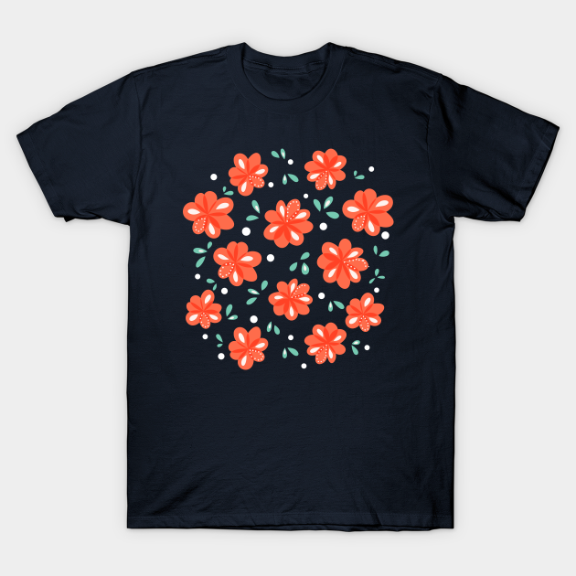 Cheerful Red Flowers - Flowers - T-Shirt