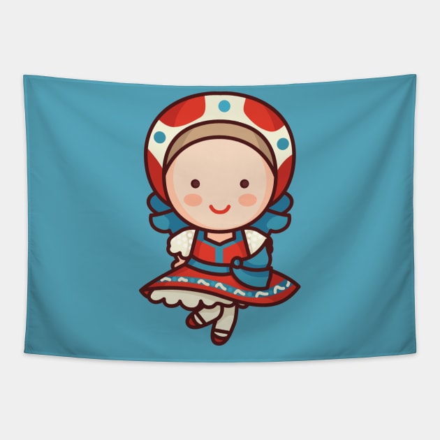 Cute Traditional Russian Folk Dancer Tapestry by SLAG_Creative