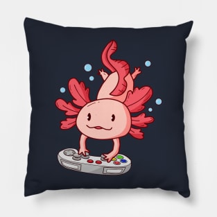 Gamer Axolotl Playing Video Games Cute Axolotl Lover Pillow