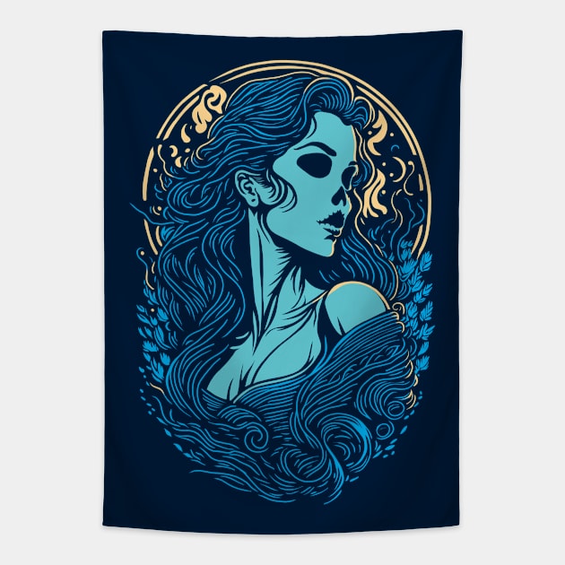 Gothic Skull Beauty Graphic Design Tapestry by TMBTM