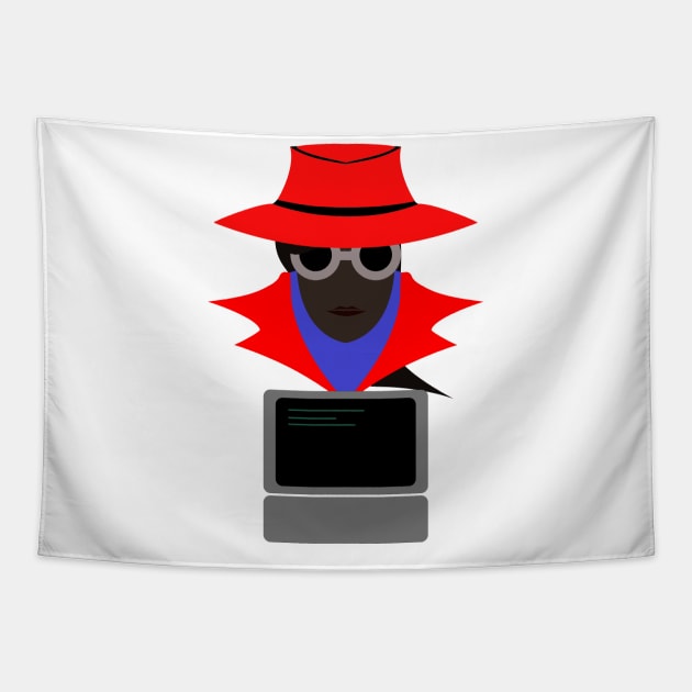 Lady Red (Afro W/Computer): A Cybersecurity Design Tapestry by McNerdic