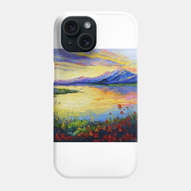 Flowers at the mountain lake Phone Case by OLHADARCHUKART