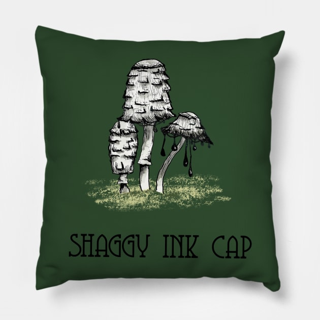 shaggy ink cap Pillow by svenj-creates