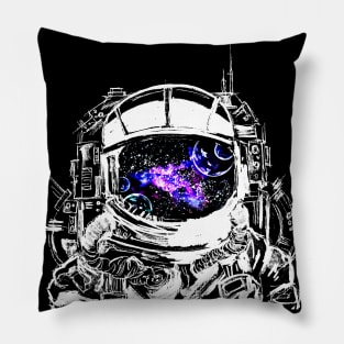 Traveling Astronaut Purple Galaxy Nebula Pillow