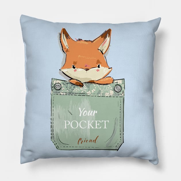 Pocket Fox Pillow by EveFarb