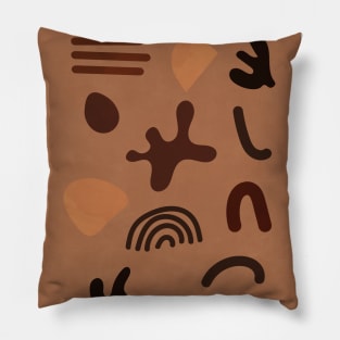 Abstract Organic Shapes - Brown Aesthetic Pillow