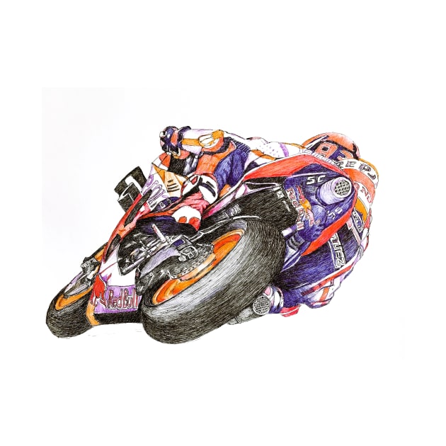 Ballpoint Sketching MotoGP Team No 93 by Roza@Artpage