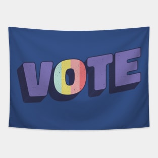 Retro Rainbow Vote Tapestry