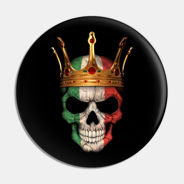 Italian Flag Skull with Crown Pin by jeffbartels