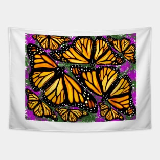 Beautiful Monarch Butterflies with floral background Tapestry