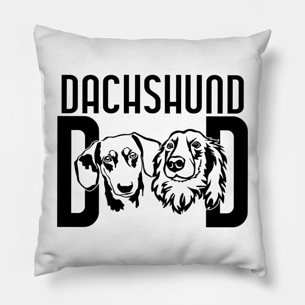 Dachshund Dad - Long Haired And Short Haired Dachshund - Weiner Dog Dad Shirt - Custom Dog Lover Gifts For Fathers Day - Unisex Graphic Tee Pillow by bob2ben