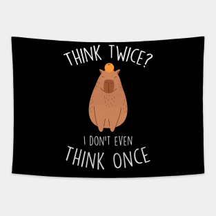 Capybara Mandarin Orange Think Twice Tapestry