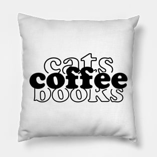 Coffee, Cats, Books Pillow