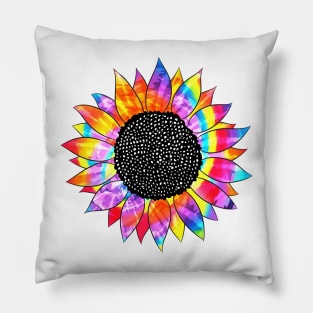 Tie Dye Colorful Sunflower Pillow