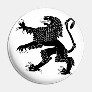 Heraldic Rampant Lion (Black) Pin