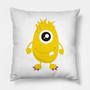 Cute Monster, Yellow Monster, Funny Monster, Silly Pillow