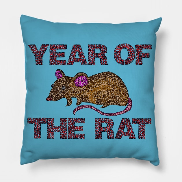 Year Of The Rat Pillow by NightserFineArts