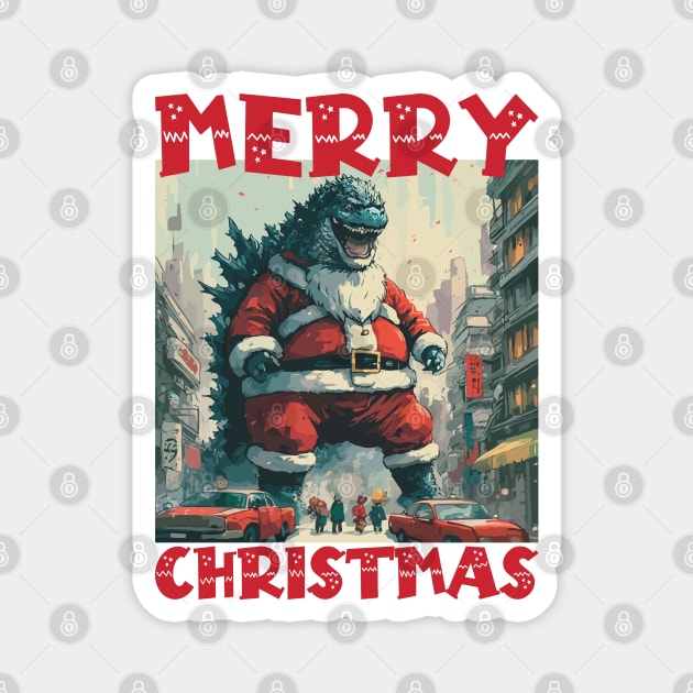 Christmas Godzilla - 2 Magnet by Megadorim