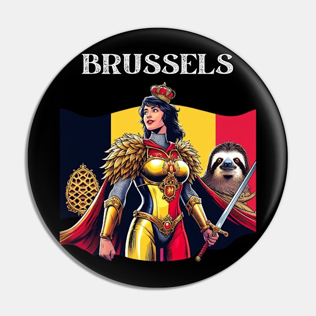 Brussels 70's Fantasy Comic Book Superhero Belgian Female Pin by Woodpile