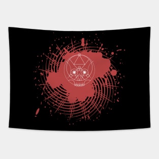 Sacred Geometry (The Skull) on Blood Splatter Tapestry