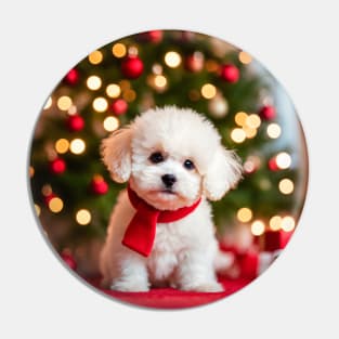 Bichon Frise Puppy Dog Christmas Pin