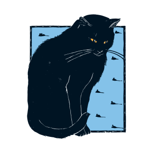 Black Cat with mice T-Shirt