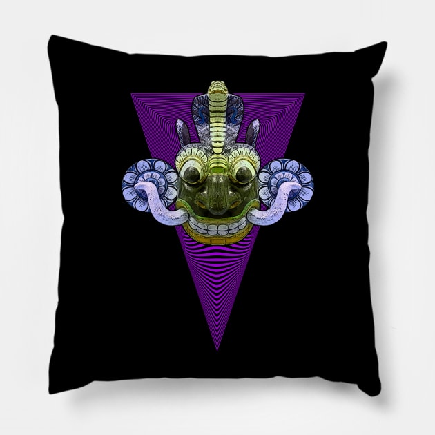 EYECHO Sri Lanka Neon Purple Devil Yaka Mask (Yaka, Raaksha) Pillow by EYECHO